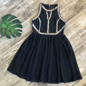 Greylin Black Silver Embellished Cocktail Dress M
